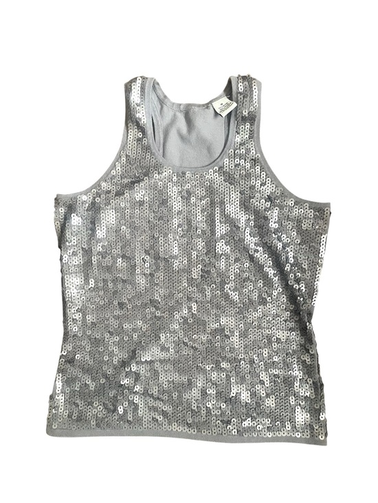 Pandemonium Tops - Pandemonium Silver Sequin Scoop Neck Tank Top Size M Y2K Going Out Festival